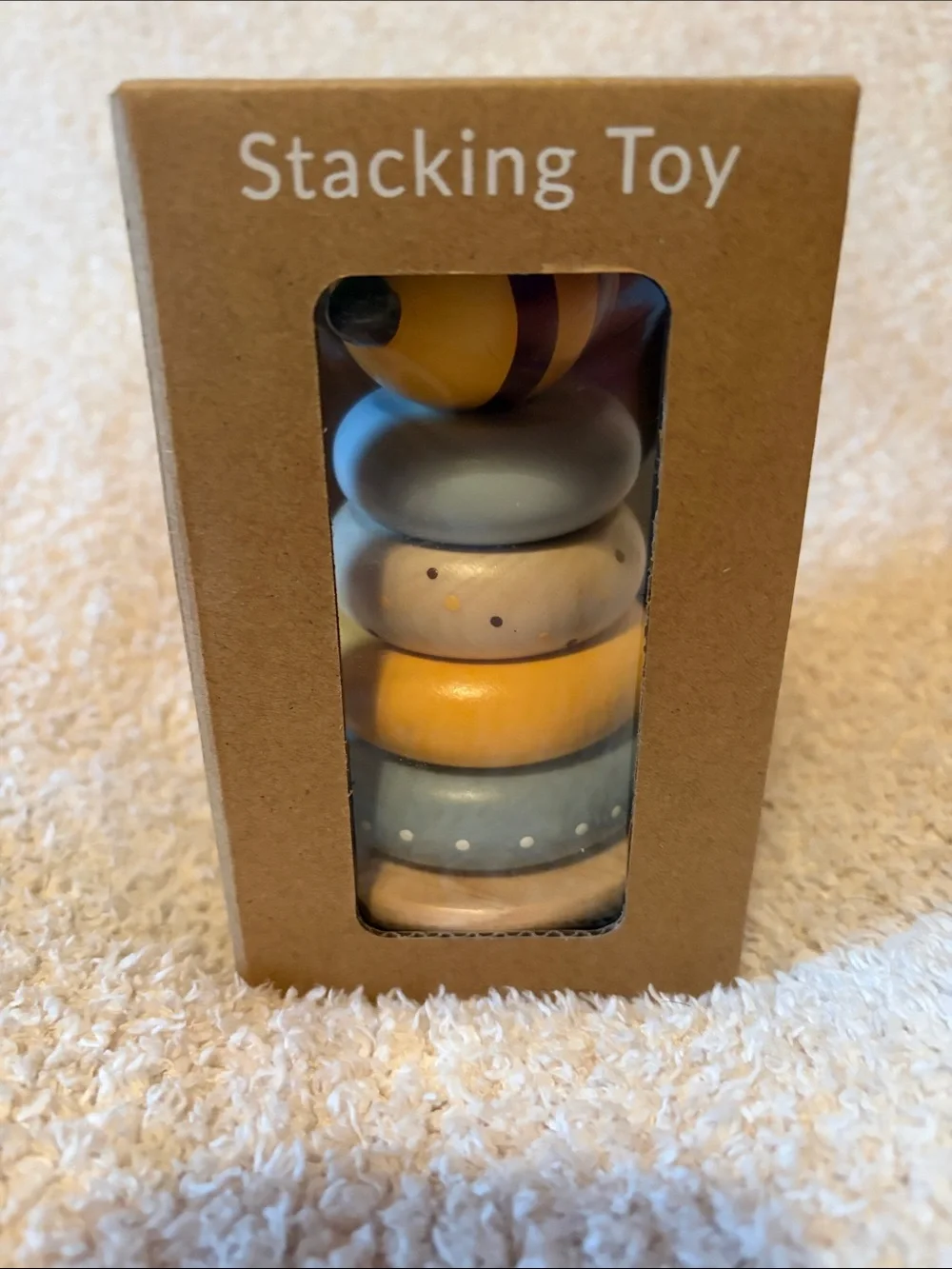 Primitives by Kathy Pastel Yellow and Blue Wooden Stacking Rings